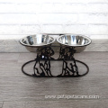 Dog Pet Feeding Bowl with Metal Holder